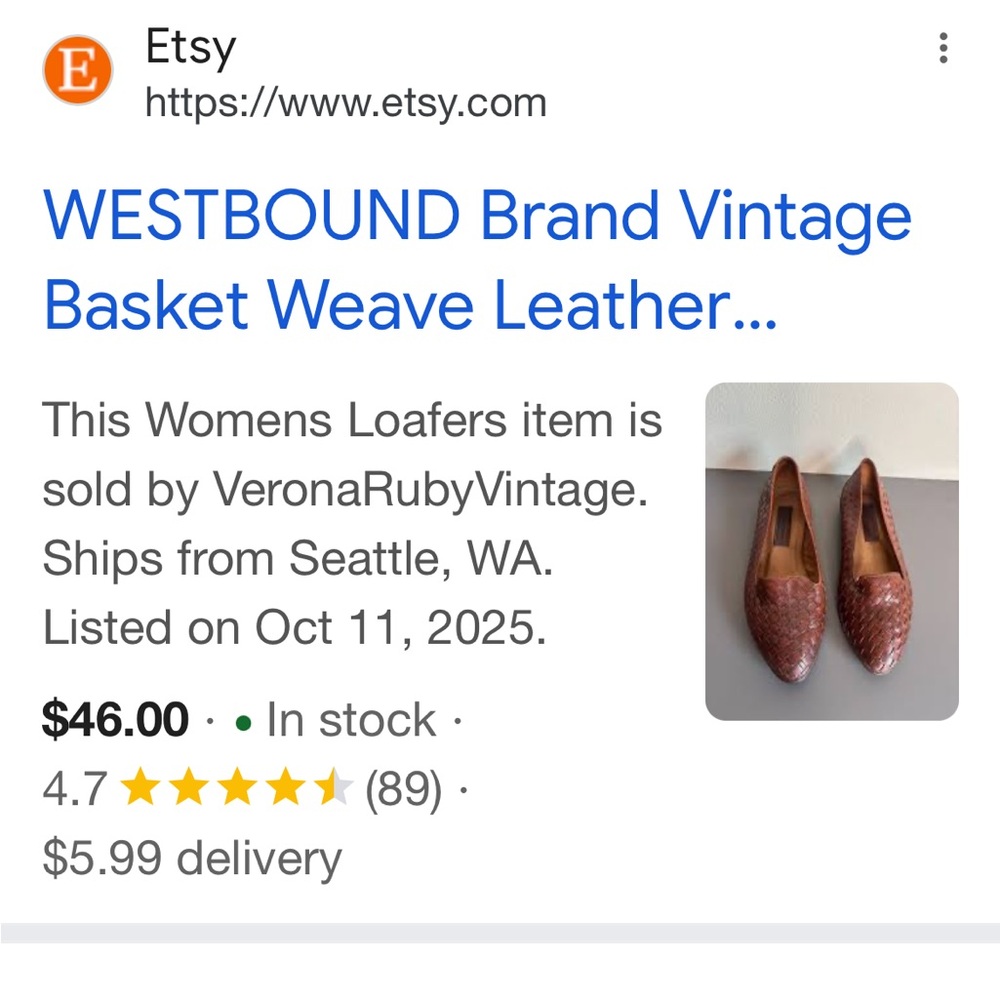 Westbound Women's Basket Weave Leather Loafers - Brown new never worn